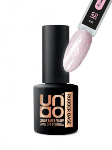 UNO Гель-лак базовый светоотражающий Rubber Color Base Gel Rose 8 г. UBGRRFR