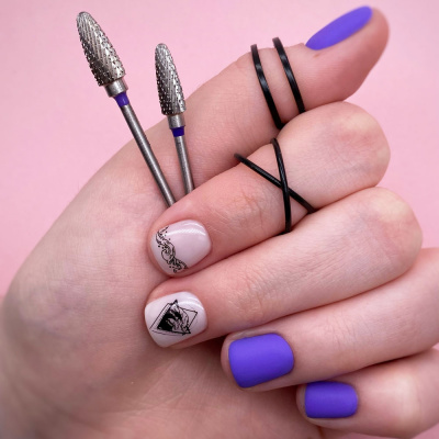 KristallNails, Твердосплавная фреза Кукуруза (Конус) Мелкая (Фиолетовая) 23236