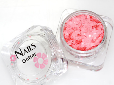 Глиттер Nails квадр.банка Y1BV089 круглые 2 мм. Пастельный коралловый