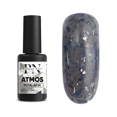 Patrisa Nail POTAL Atmos base каучуковая серая база с черной поталью 8 мл. B523 Patrisa Nail POTAL Atmos base каучуковая серая база с черной поталью 8 мл. B523