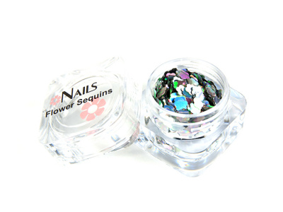 Глиттер Nails квадр.банка Y1BK308 цветок 4 мм. Серебро голография 4