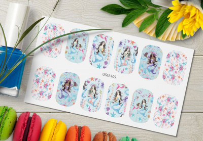 MALGRAT Nails Слайдер-дизайн ЦВЕТНЫЕ СЛАЙДЕРЫ НА ЛЮБОЙ ФОН Море USEA105