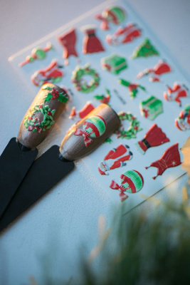 MALGRAT Nails 3D Слайдер-дизайн ОБЪЕМНЫЕ 3D СЛАЙДЕРЫ 3D Новый год 3DNY134