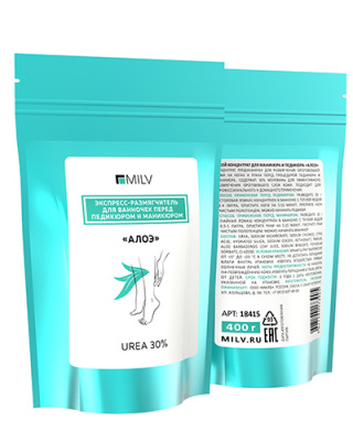 MILV Сухой концентрат для ванночек перед педикюром и маникюром АЛОЭ 400 г.