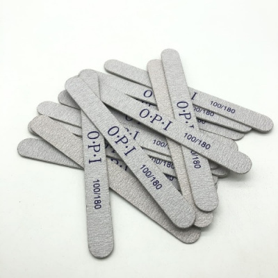 OPI Пилка для ногтей ПРЯМАЯ 100/180 грит серая тонкая на деревянной основе