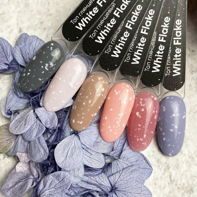 Patrisa Nail Топ глянцевый White Flake с белыми хлопьями  без липкого слоя 8 мл. BP80 Patrisa Nail Топ глянцевый White Flake с белыми хлопьями  без липкого слоя 8 мл. BP80