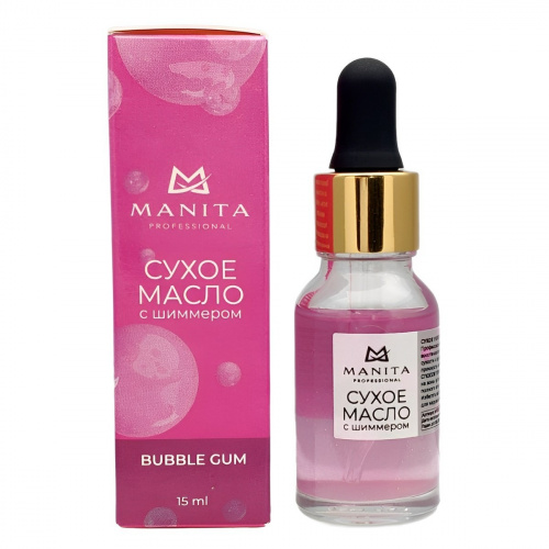 MANITA Professional Масло для кутикулы сухое укрепляющее с шиммером BUBBLE GUM 15 мл.