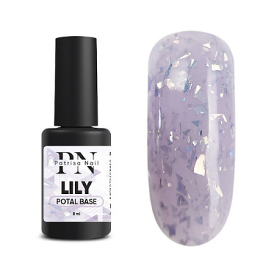 Patrisa Nail POTAL Lily base каучуковая сиреневая база с серебряной поталью 8 мл. B519 Patrisa Nail POTAL Lily base каучуковая сиреневая база с серебряной поталью 8 мл. B519