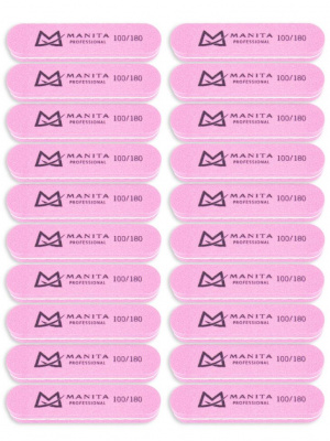 MANITA Professional Бафик Мини овал РОЗОВЫЙ 100/180 грит, 20 шт/уп.