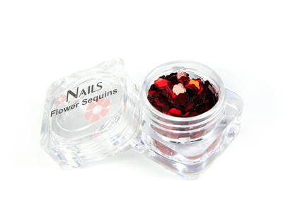 Глиттер Nails квадр.банка Y1BK310 цветок 4 мм. Красный голография 4