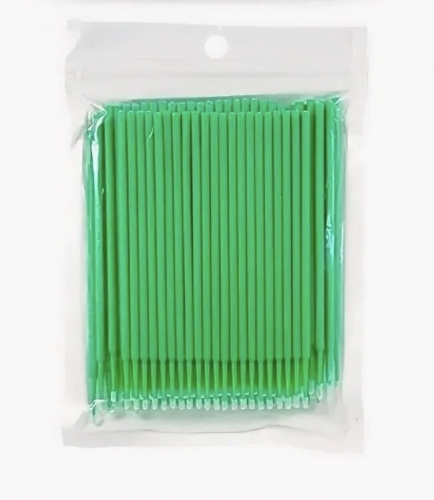 Микробраши для ресниц в пакете зеленые 100 шт.