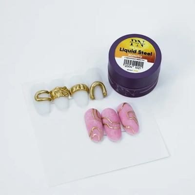 Patrisa Nail Гель-краска Liquid Steel золото с зеркальным эффектом 5 г.