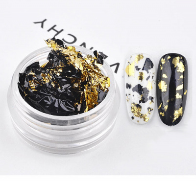 Фольга поталь двухцветная Черная с золотом FCC-05