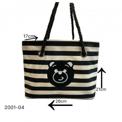 Сумка-переноска 04 полоска черная с медведем 2001-04 Сумка-переноска 04 полоска черная с медведем 2001-04
