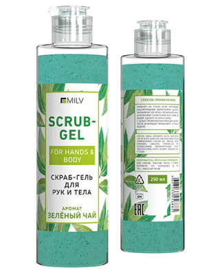 MILV Скраб-гель для рук и тела Зеленый чай 250 мл.
