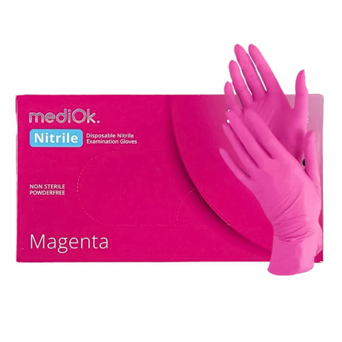 Перчатки нитриловые MediOk размер M Фуксия MAGENTA 100 шт./уп.
