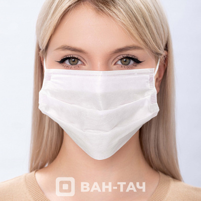 ONE TOUCH Маска 3-х слойная на резинках Белая Эконом 50 шт./уп. 05-298
